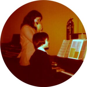 Sister Denise and Ken playing at an organ venue sometime around 1975
